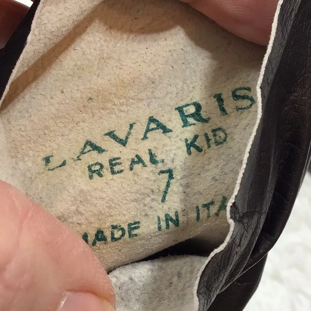 Vintage LaVaris black kidskin leather gloves Italy